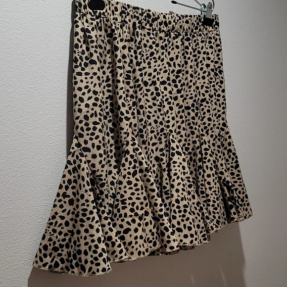 🔥 SALE LEOPARD ANIMAL PRINT SHEER GAUZE PEPLUM FLOATY FLARED MINI SKIRT XXL - Picture 6 of 12